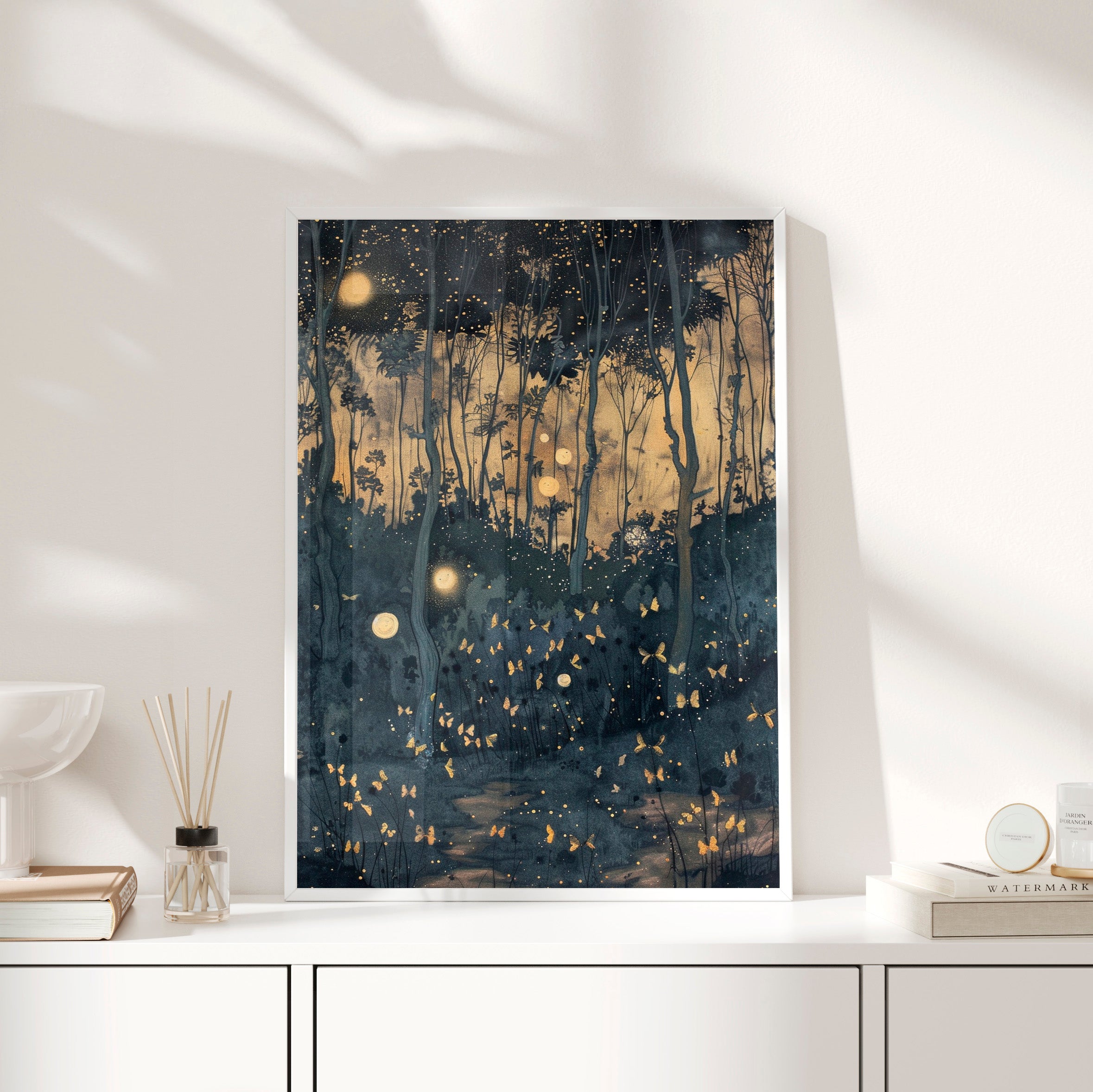 Framed Paper Print - Golden Firefly Nightscape