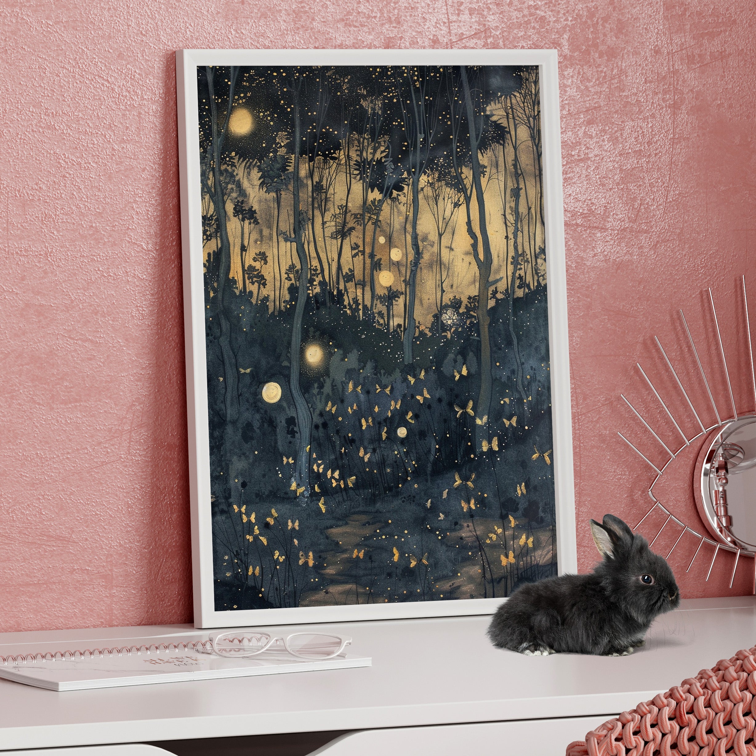 Framed Paper Print - Golden Firefly Nightscape