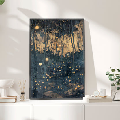 Framed Paper Print - Golden Firefly Nightscape