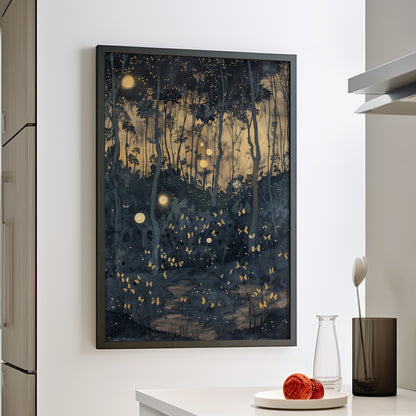 Framed Paper Print - Golden Firefly Nightscape