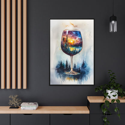 Framed Canvas - Galaxy Within the Wine Glass