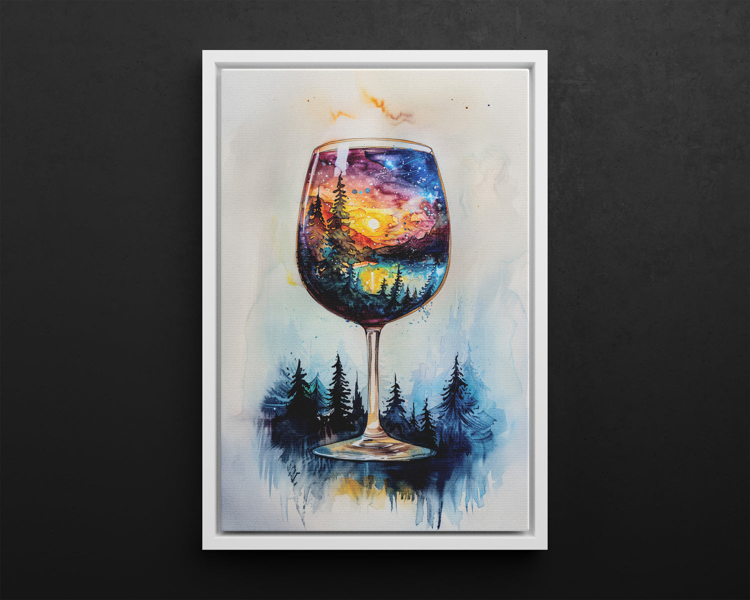 Framed Canvas - Galaxy Within the Wine Glass