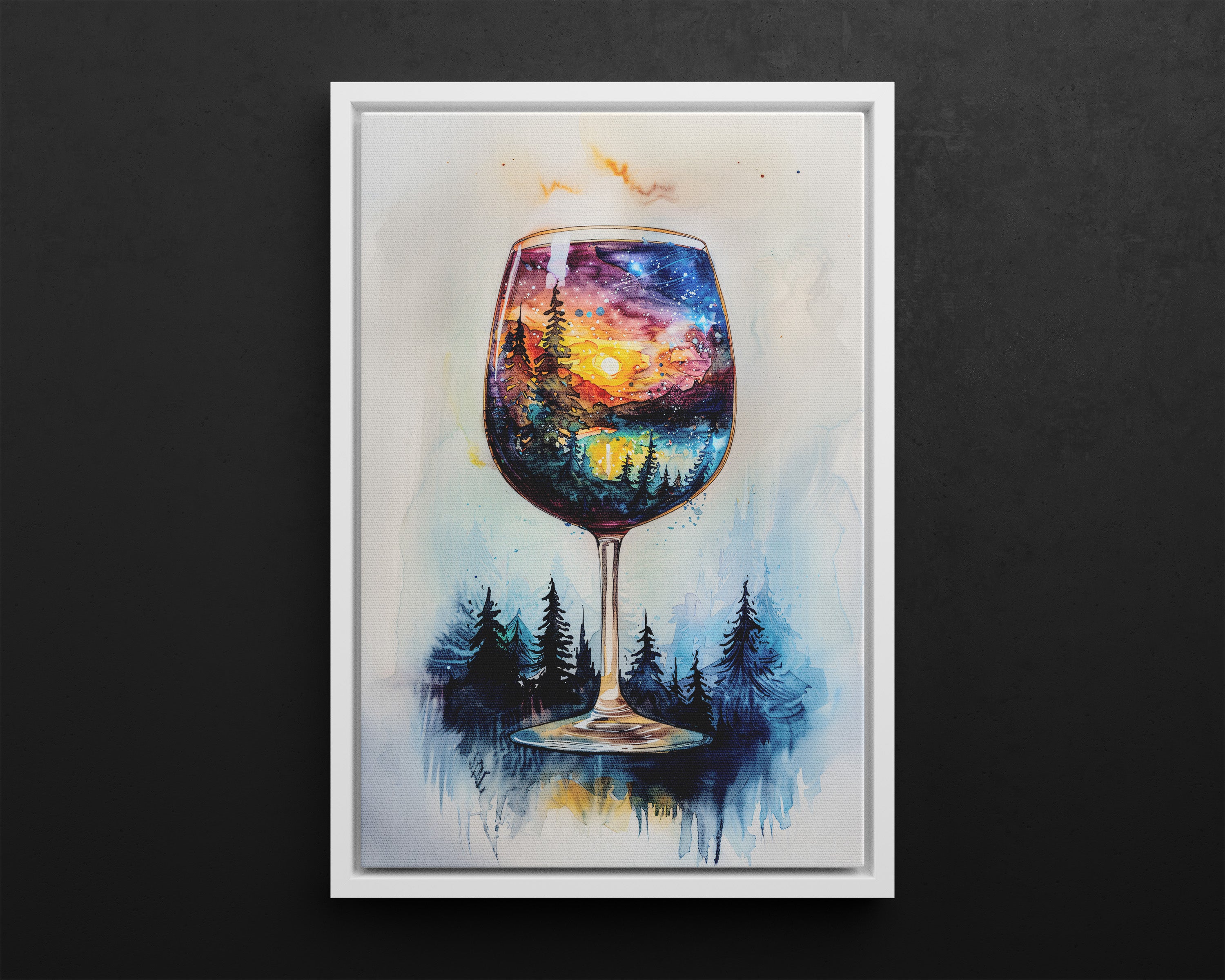 Framed Canvas - Galaxy Within the Wine Glass