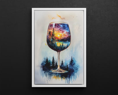 Framed Canvas - Galaxy Within the Wine Glass