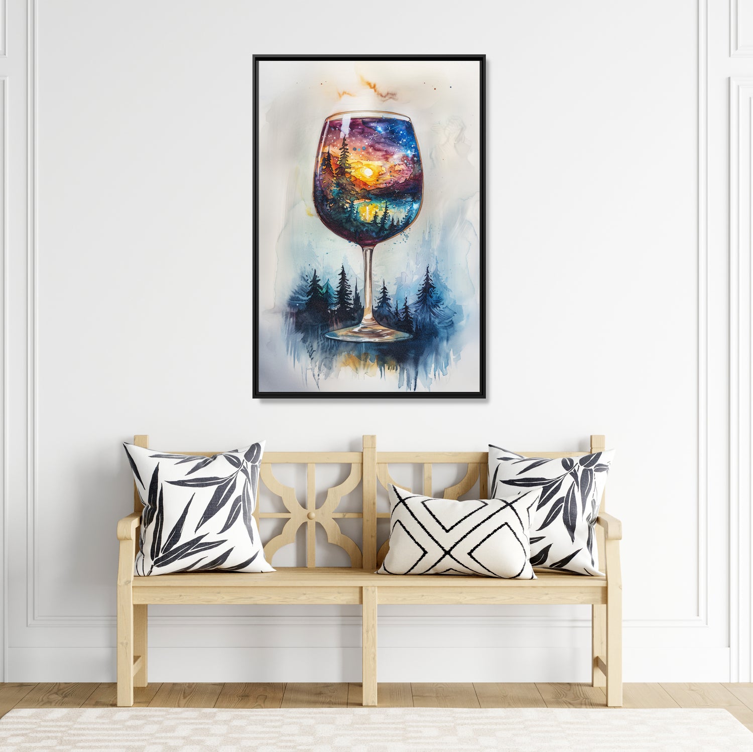 Framed Canvas - Galaxy Within the Wine Glass