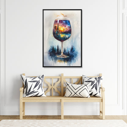 Framed Canvas - Galaxy Within the Wine Glass