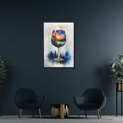Framed Canvas - Galaxy Within the Wine Glass