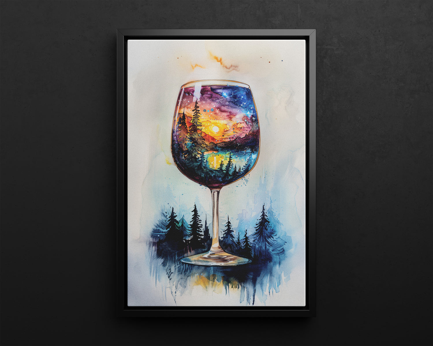 Framed Canvas - Galaxy Within the Wine Glass