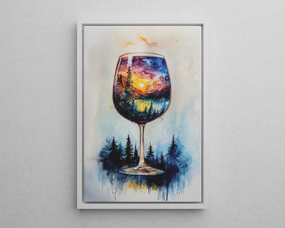Framed Canvas - Galaxy Within the Wine Glass
