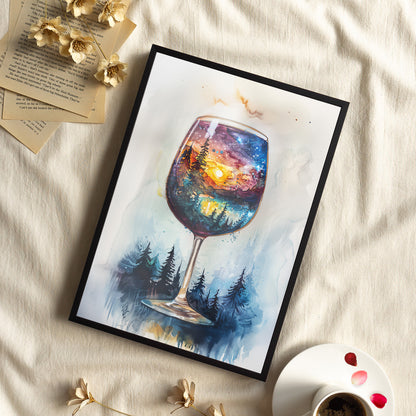 Framed Paper Print - Galaxy Within the Wine Glass