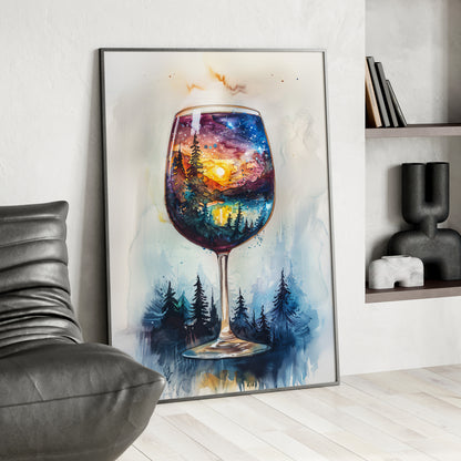 Framed Paper Print - Galaxy Within the Wine Glass