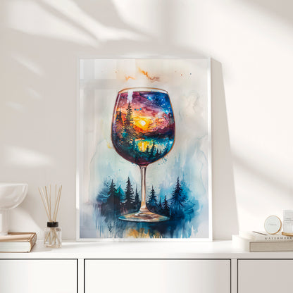 Framed Paper Print - Galaxy Within the Wine Glass