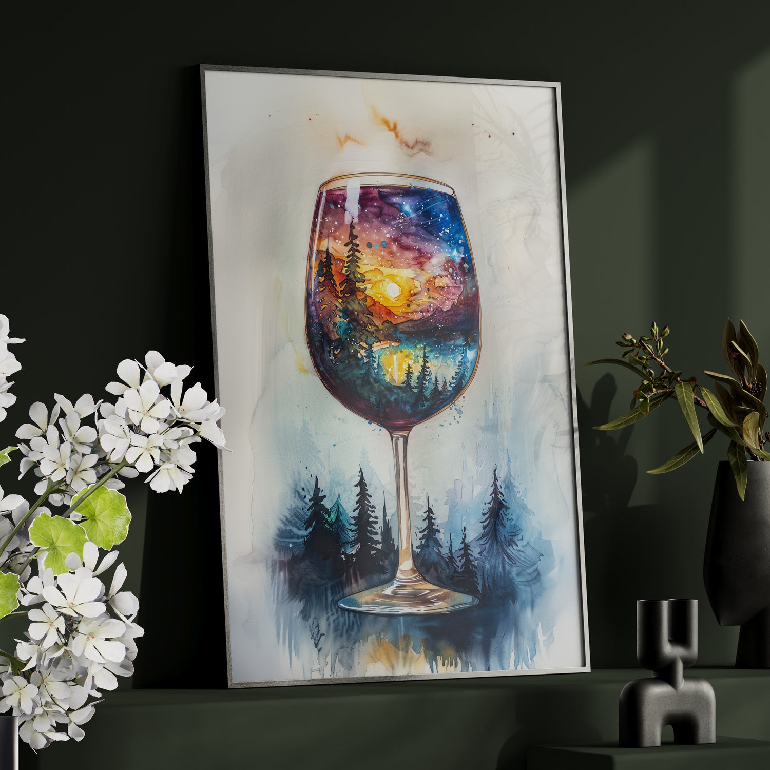 Framed Paper Print - Galaxy Within the Wine Glass