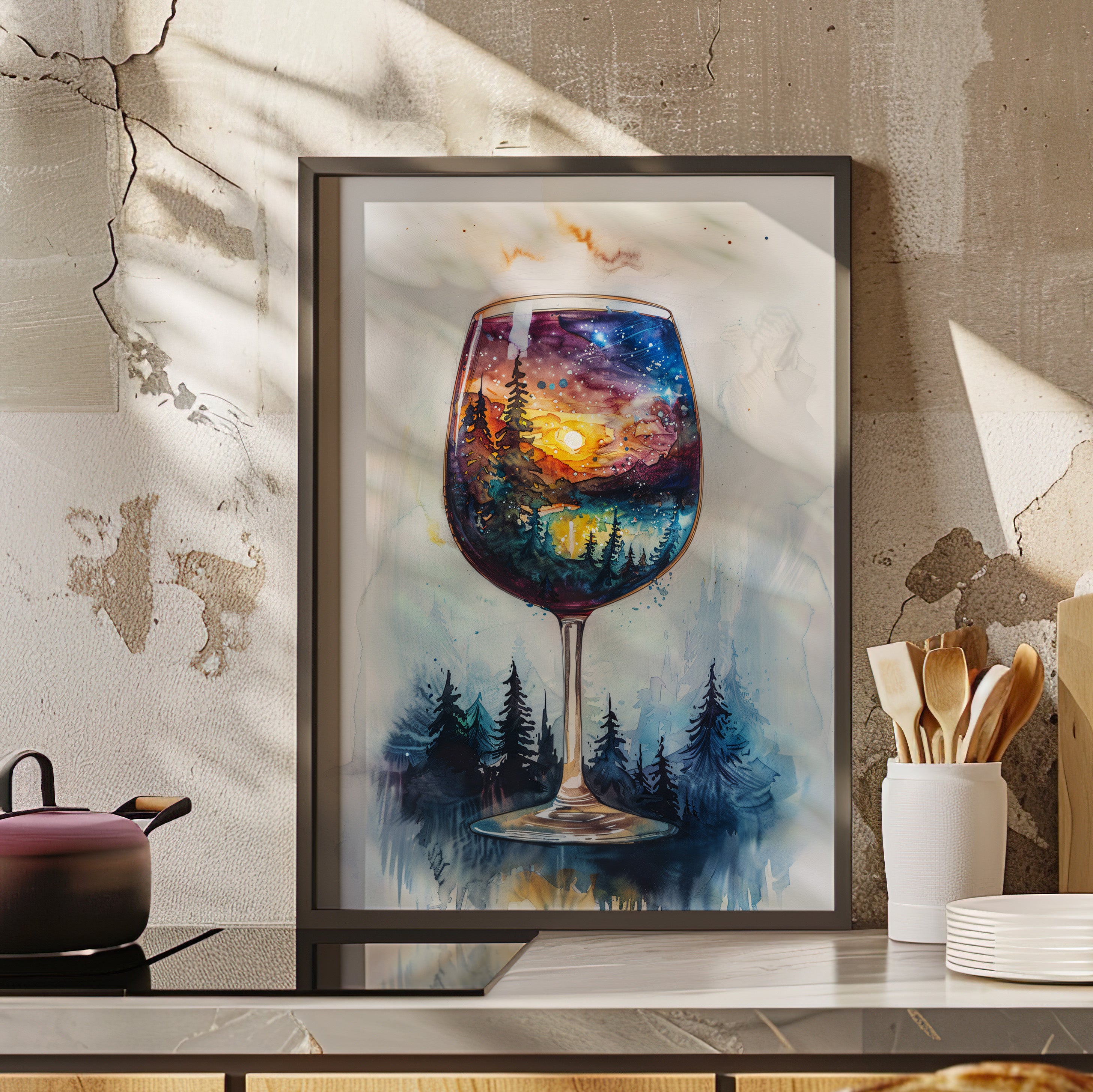 Framed Paper Print - Galaxy Within the Wine Glass