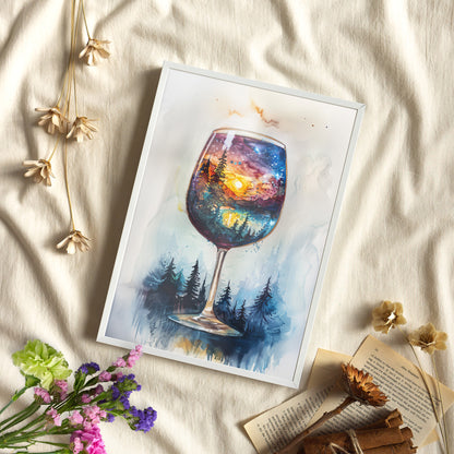 Framed Paper Print - Galaxy Within the Wine Glass