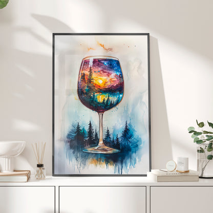 Framed Paper Print - Galaxy Within the Wine Glass