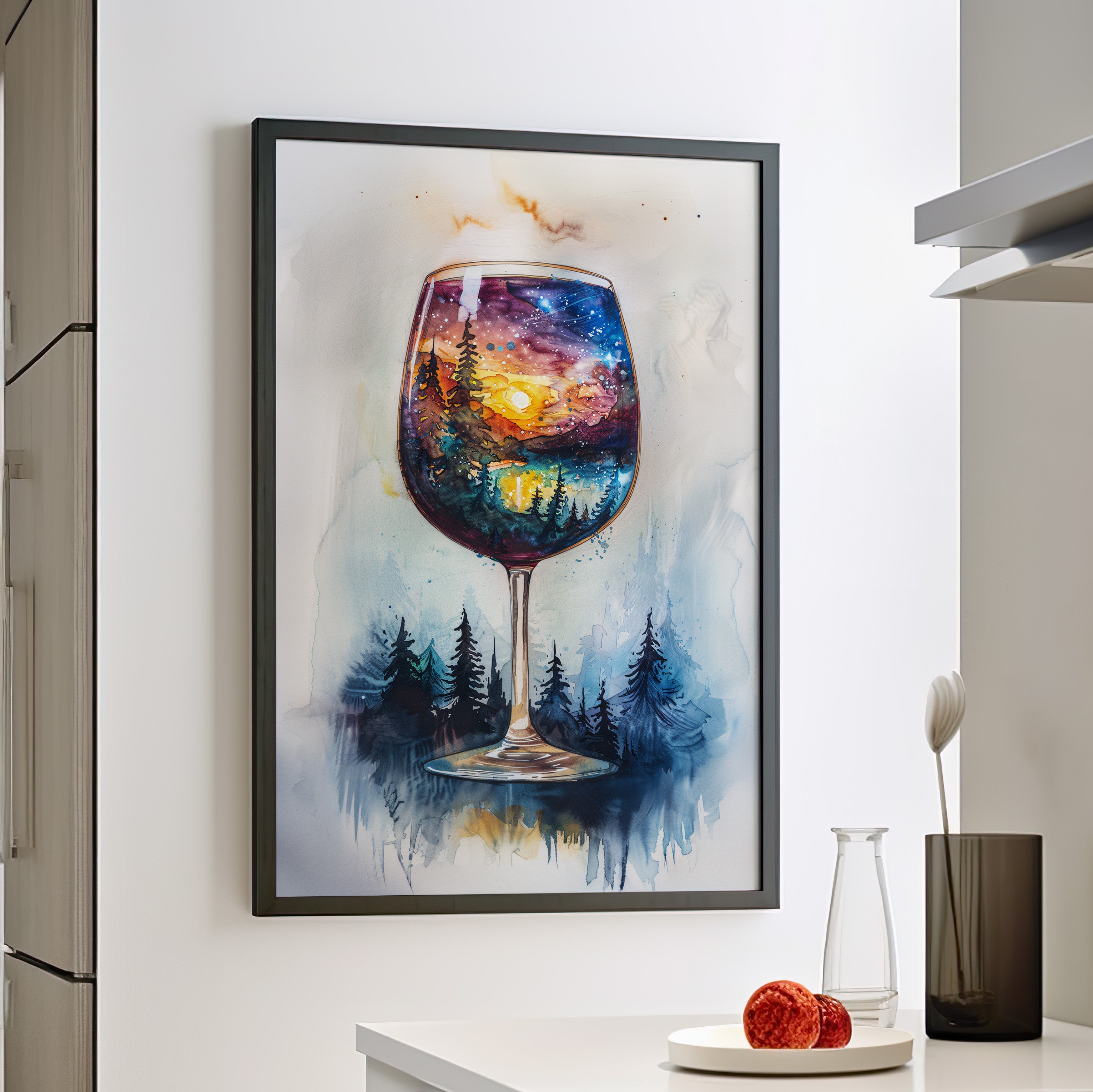 Framed Paper Print - Galaxy Within the Wine Glass