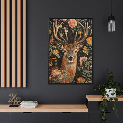 Framed Canvas - Floral Deer Majesty
