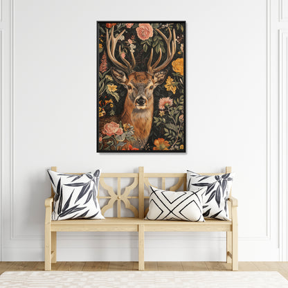 Framed Canvas - Floral Deer Majesty