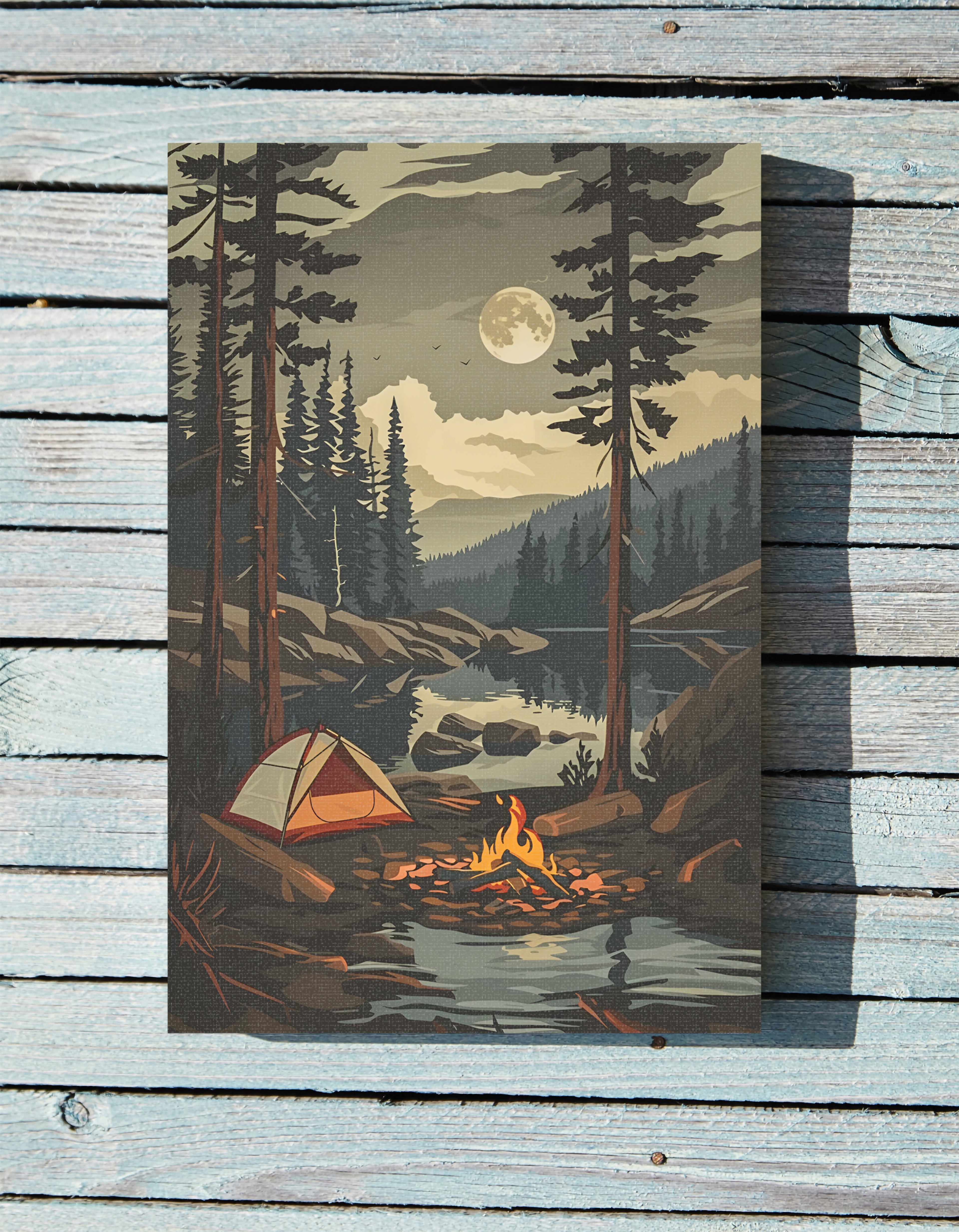 .75" Matte Canvas - Moonlit Campfire Escape