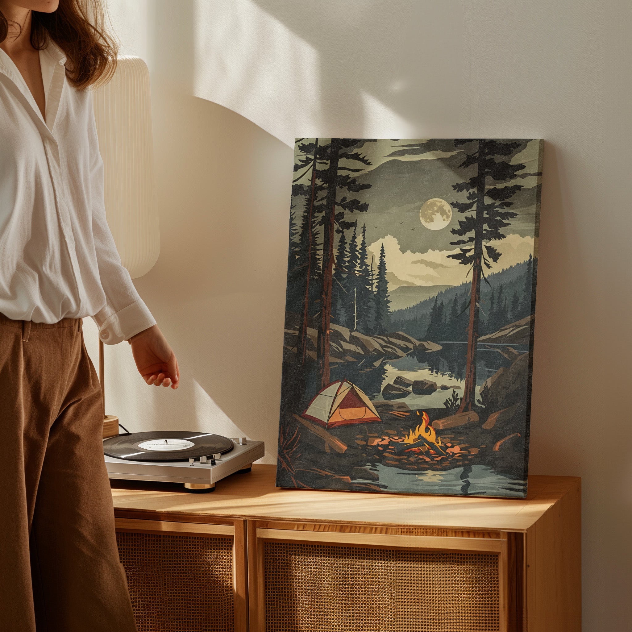 .75" Matte Canvas - Moonlit Campfire Escape