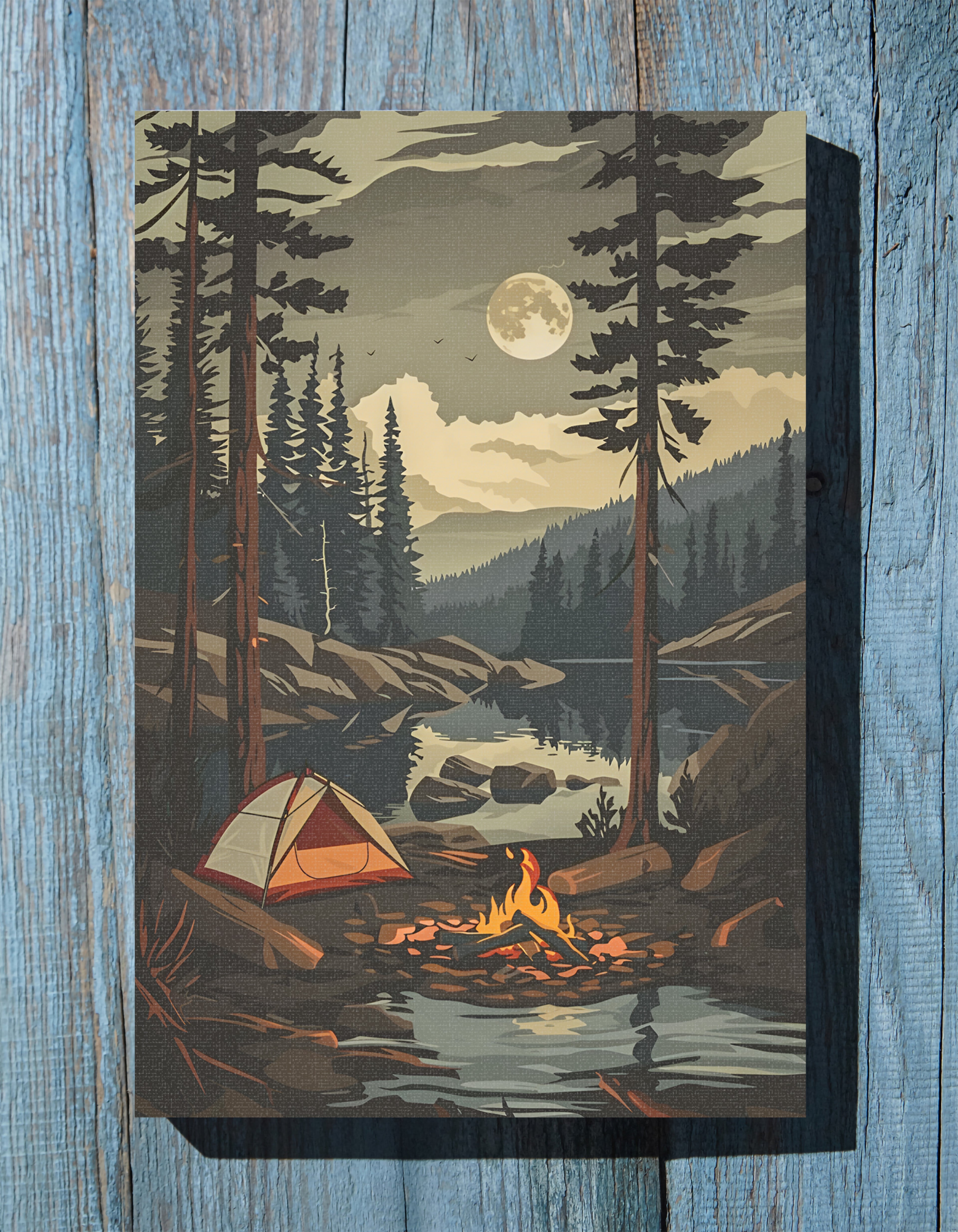 .75" Matte Canvas - Moonlit Campfire Escape