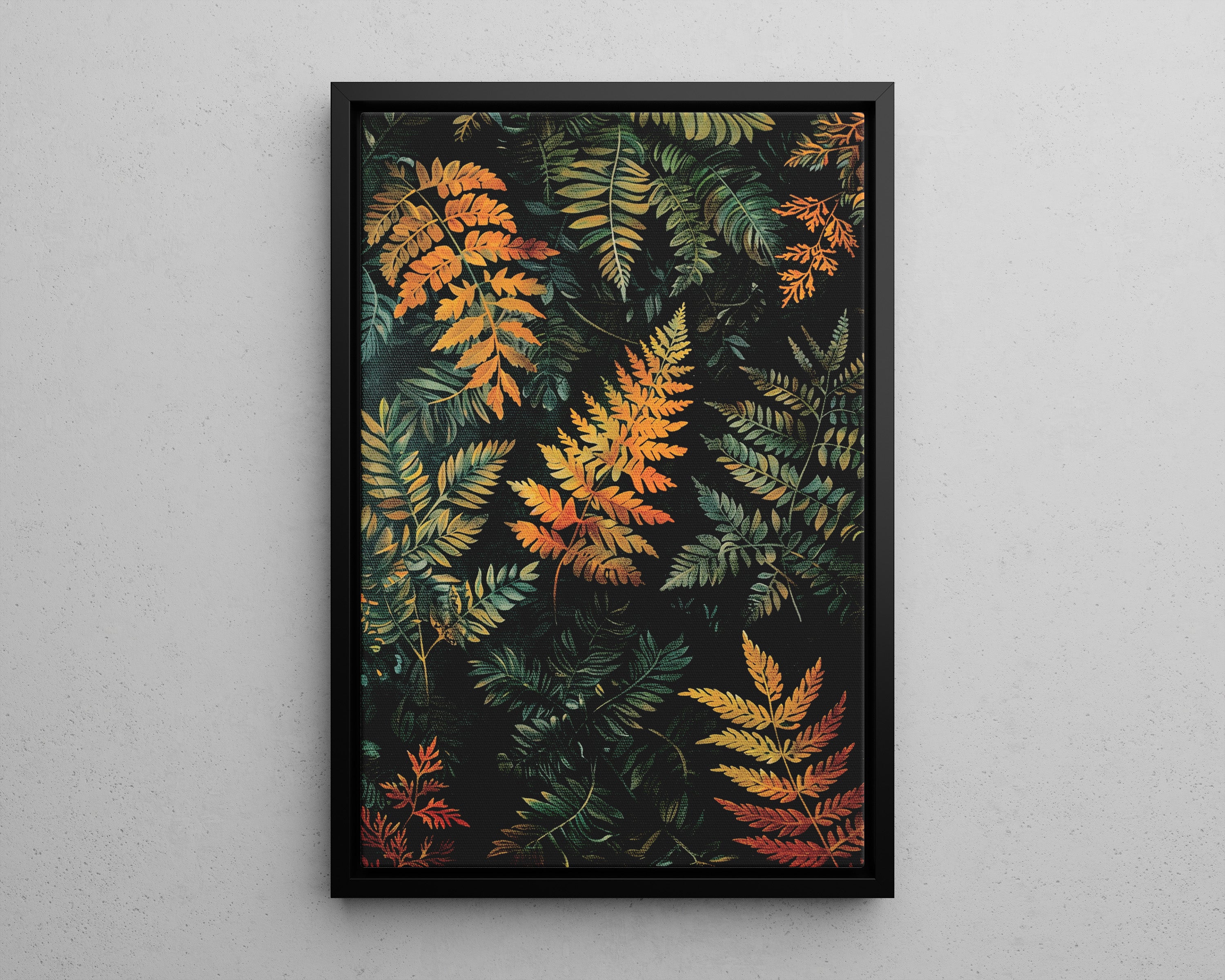 Framed Canvas - Golden Fern Elegance
