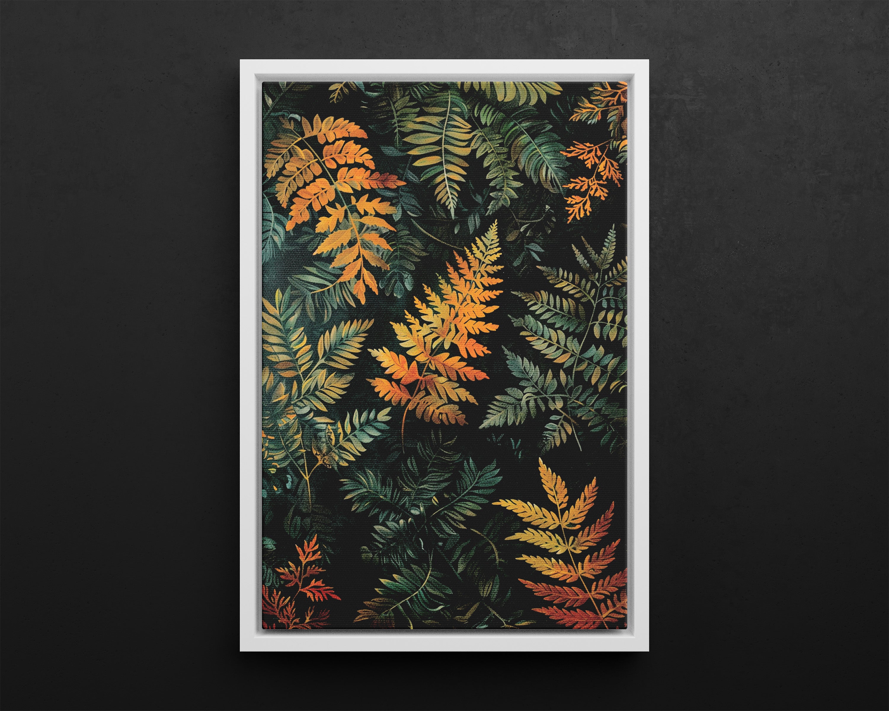 Framed Canvas - Golden Fern Elegance