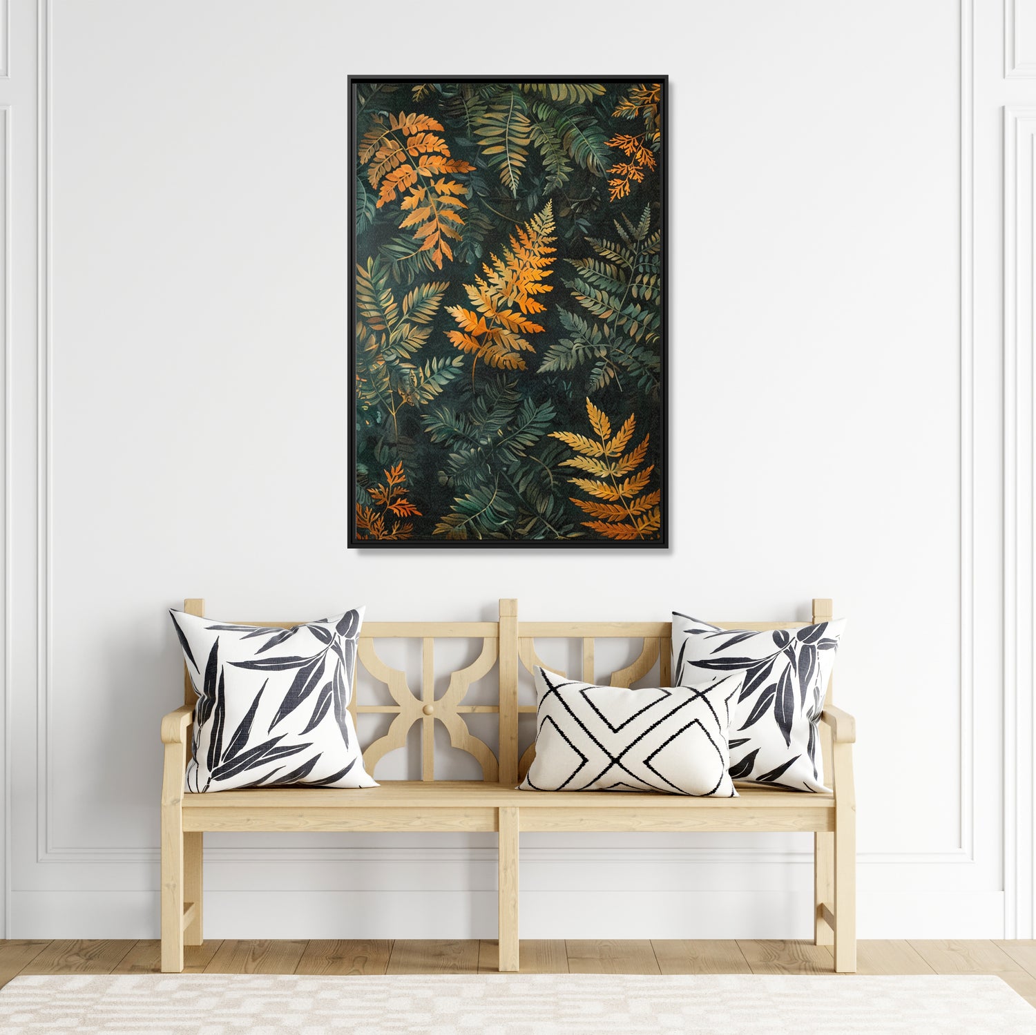 Framed Canvas - Golden Fern Elegance