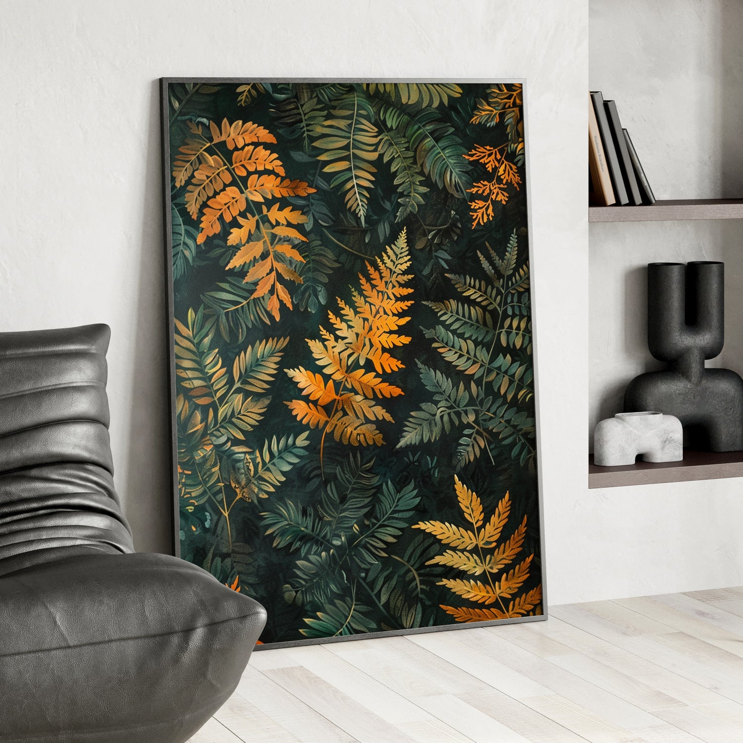 Framed Paper Print - Golden Fern Elegance