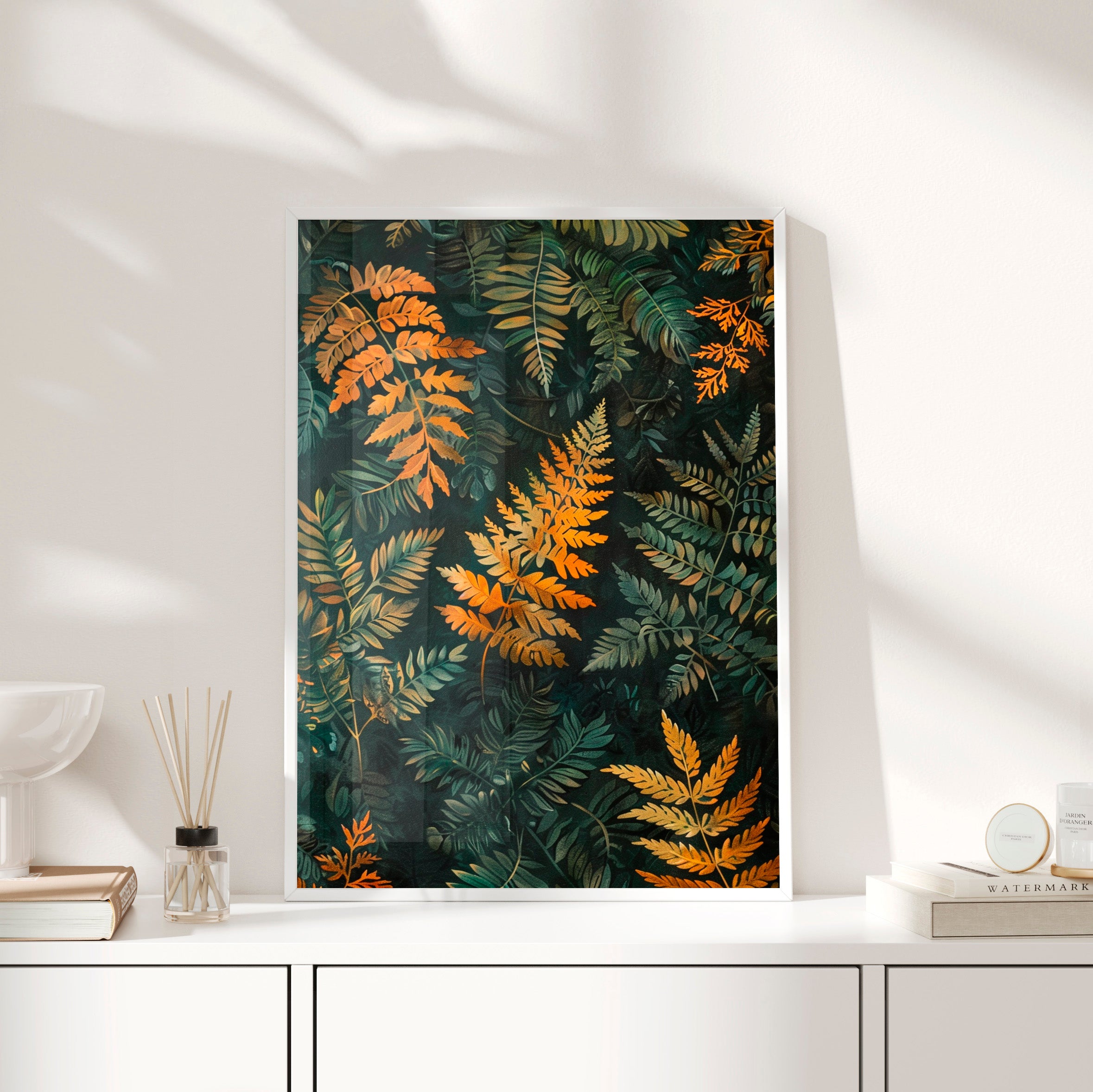 Framed Paper Print - Golden Fern Elegance