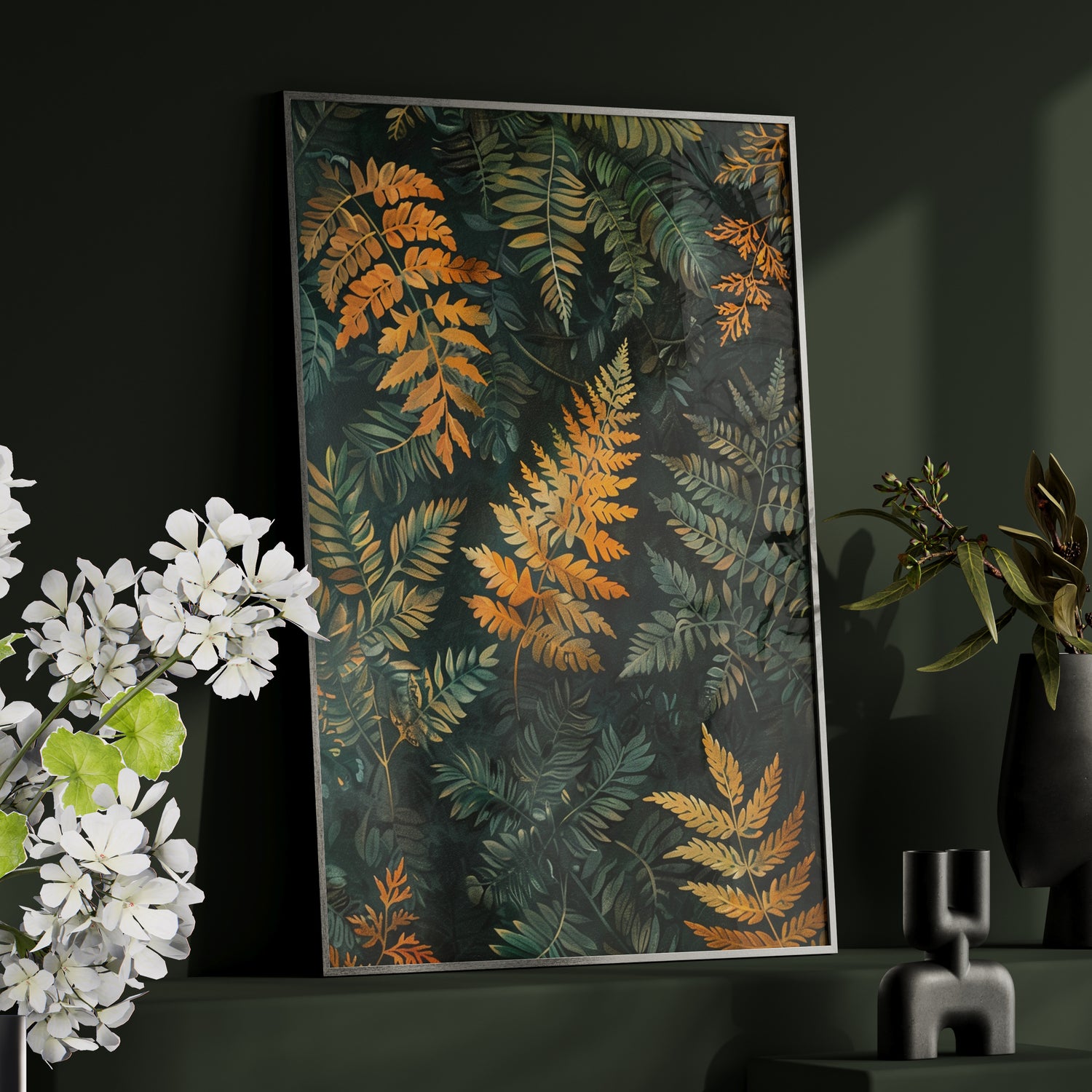 Framed Paper Print - Golden Fern Elegance