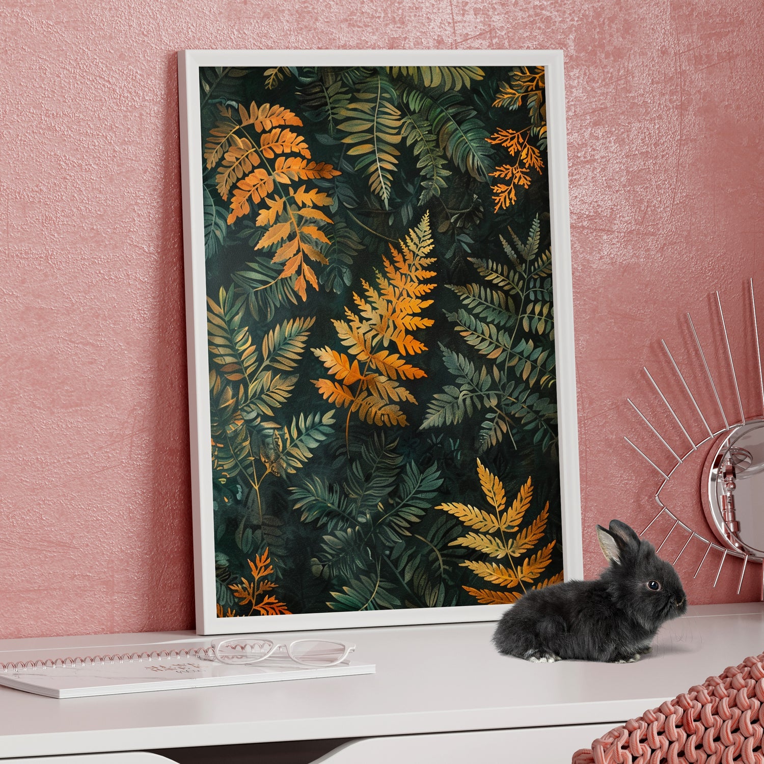 Framed Paper Print - Golden Fern Elegance