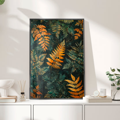 Framed Paper Print - Golden Fern Elegance