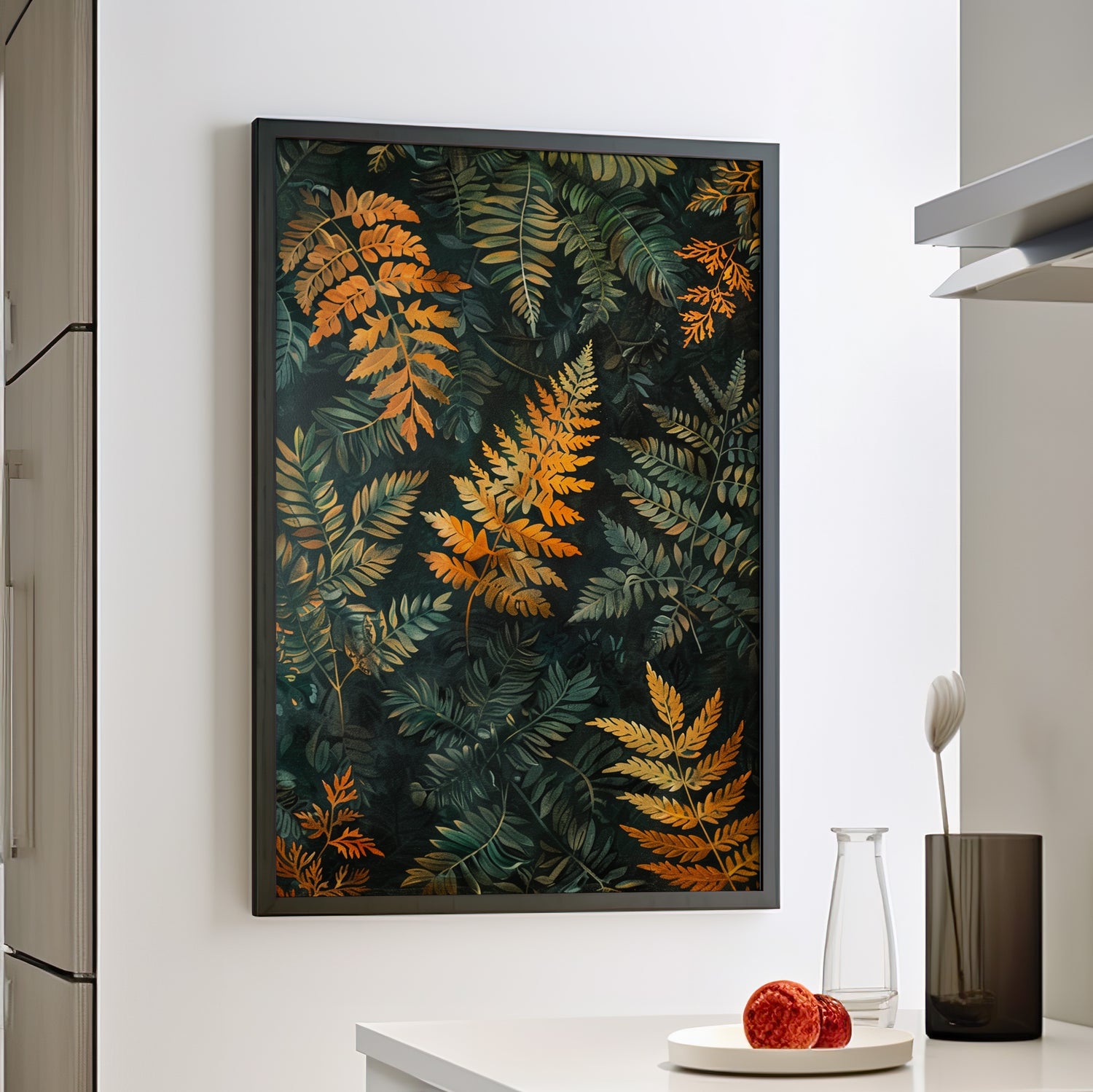 Framed Paper Print - Golden Fern Elegance