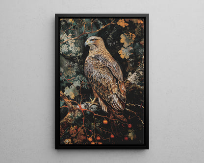 Framed Canvas - Majestic Hawk in Autumn