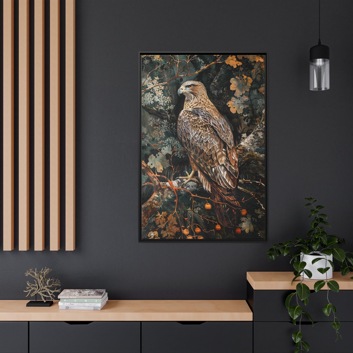 Framed Canvas - Majestic Hawk in Autumn