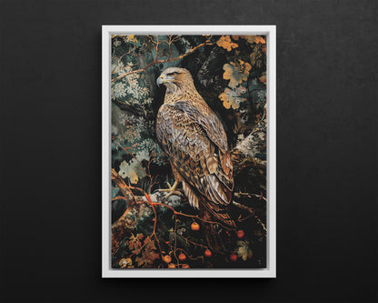 Framed Canvas - Majestic Hawk in Autumn