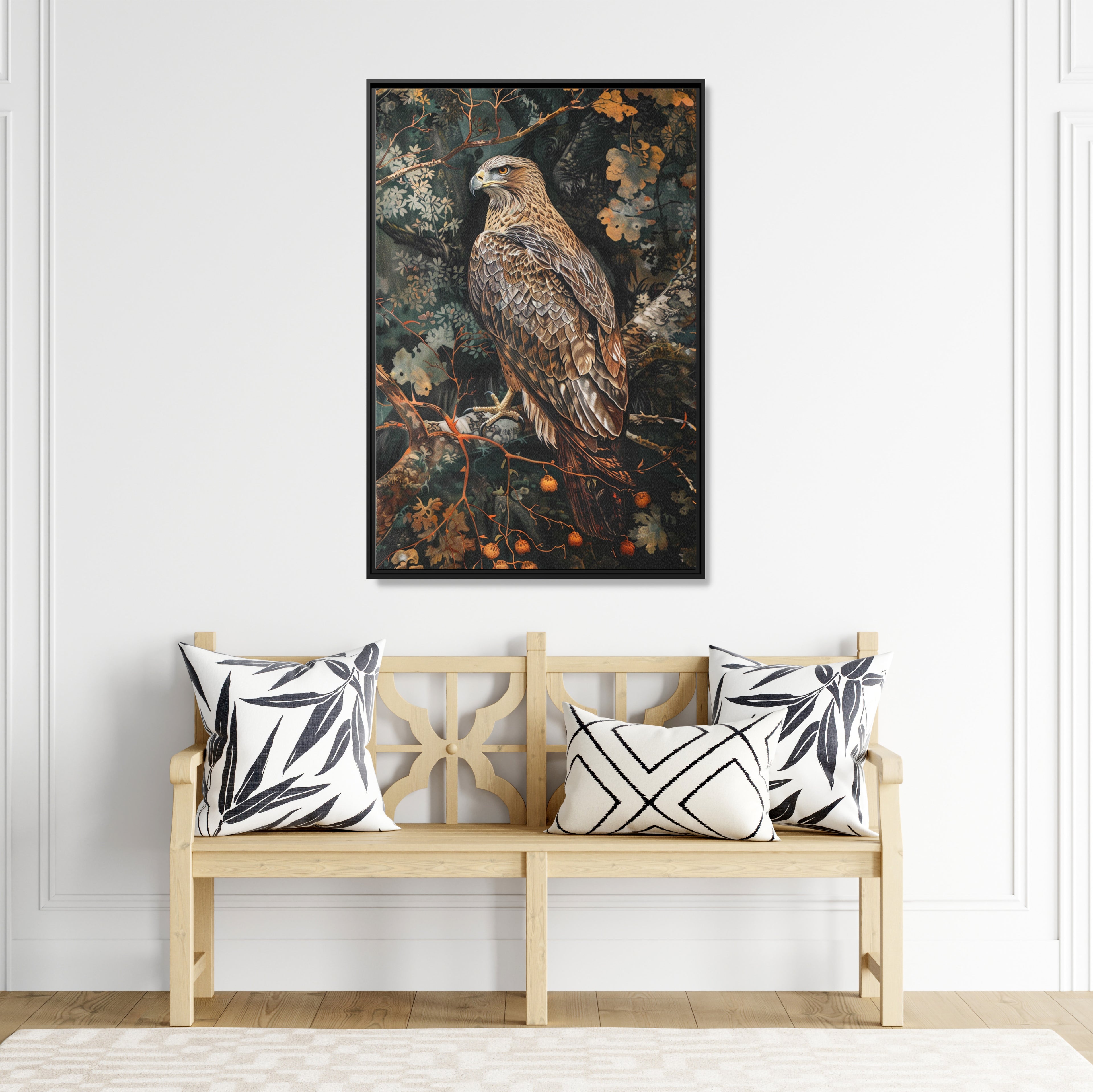 Framed Canvas - Majestic Hawk in Autumn