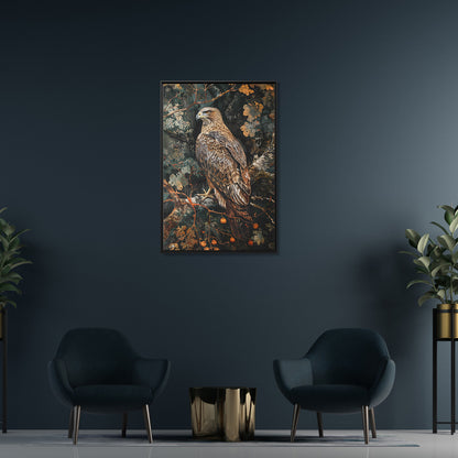 Framed Canvas - Majestic Hawk in Autumn