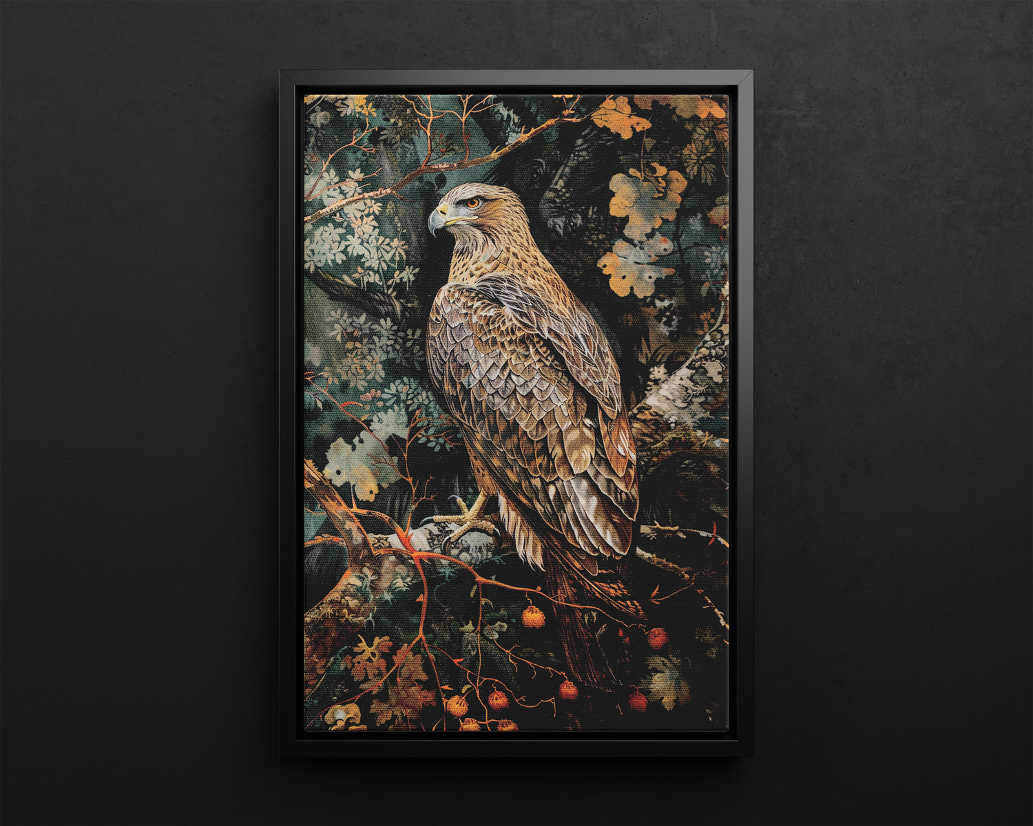 Framed Canvas - Majestic Hawk in Autumn