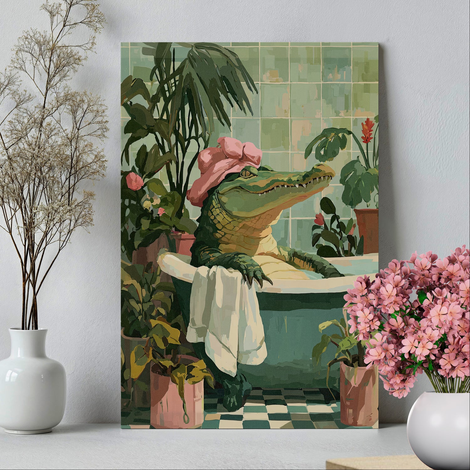 .75" Matte Canvas - Bathtub Alligator Spa Day