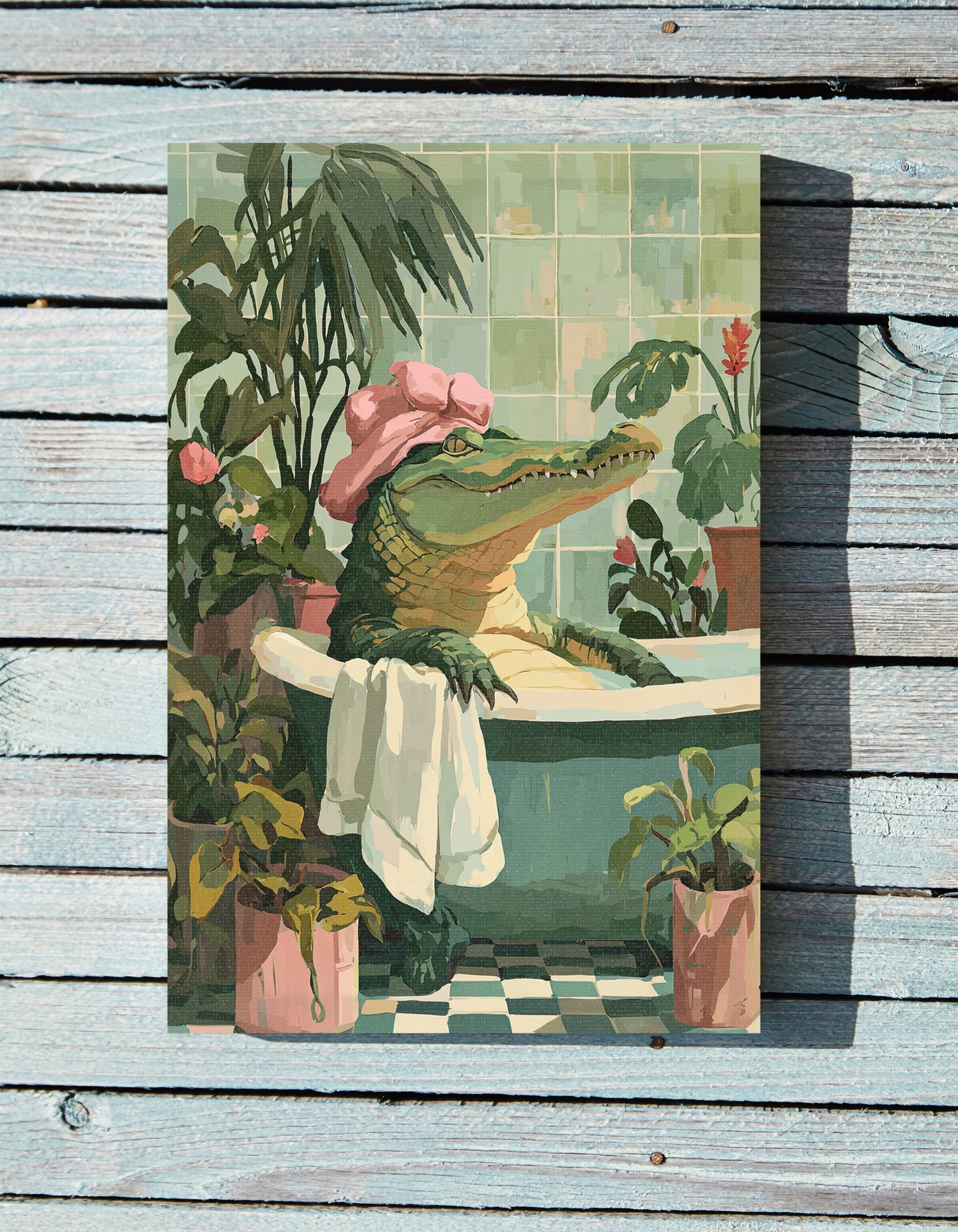 .75" Matte Canvas - Bathtub Alligator Spa Day