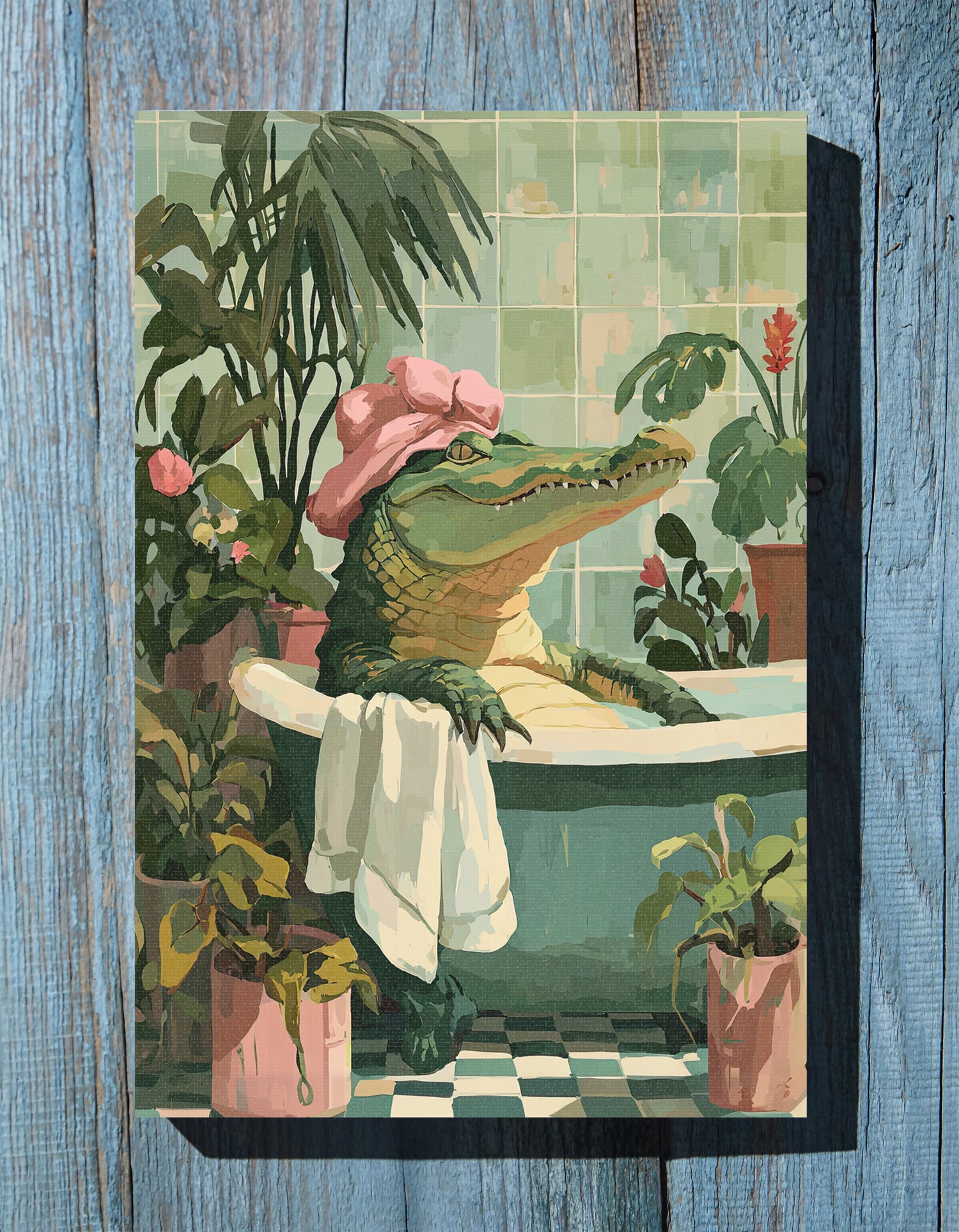 .75" Matte Canvas - Bathtub Alligator Spa Day