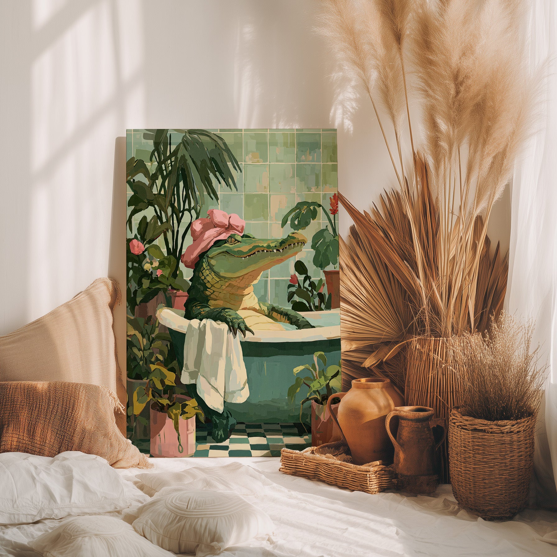 .75" Matte Canvas - Bathtub Alligator Spa Day