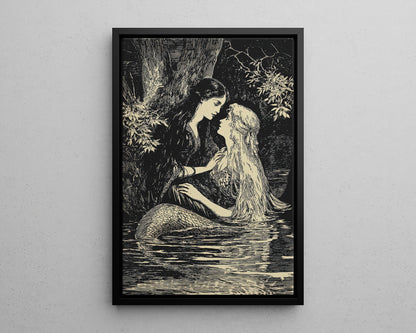 Framed Canvas - Mermaid Fairy Midnight Kiss