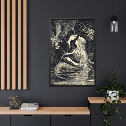 Framed Canvas - Mermaid Fairy Midnight Kiss