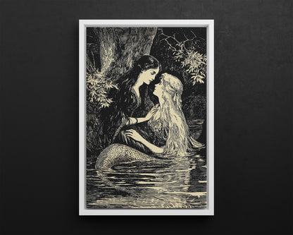 Framed Canvas - Mermaid Fairy Midnight Kiss