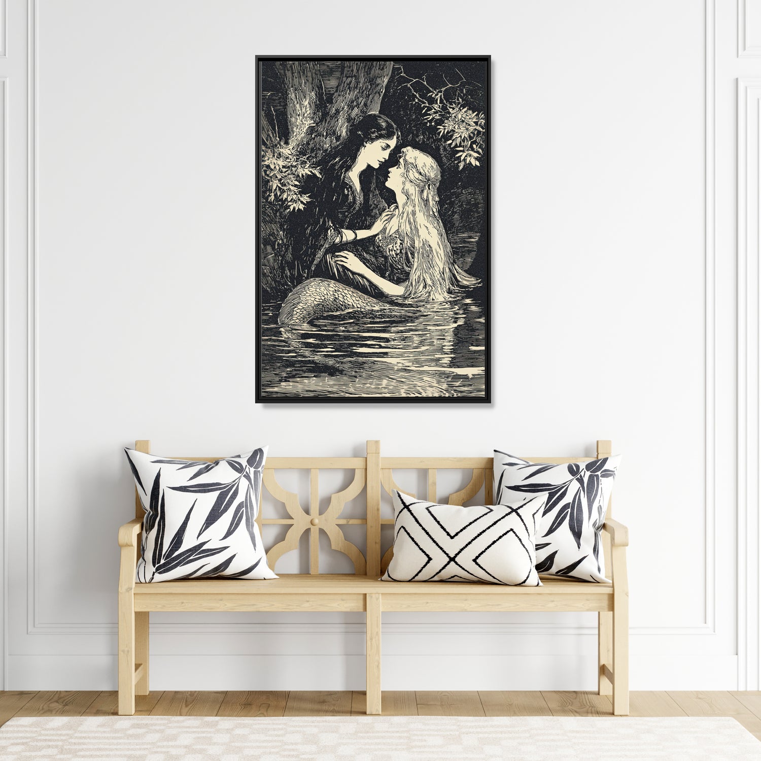 Framed Canvas - Mermaid Fairy Midnight Kiss