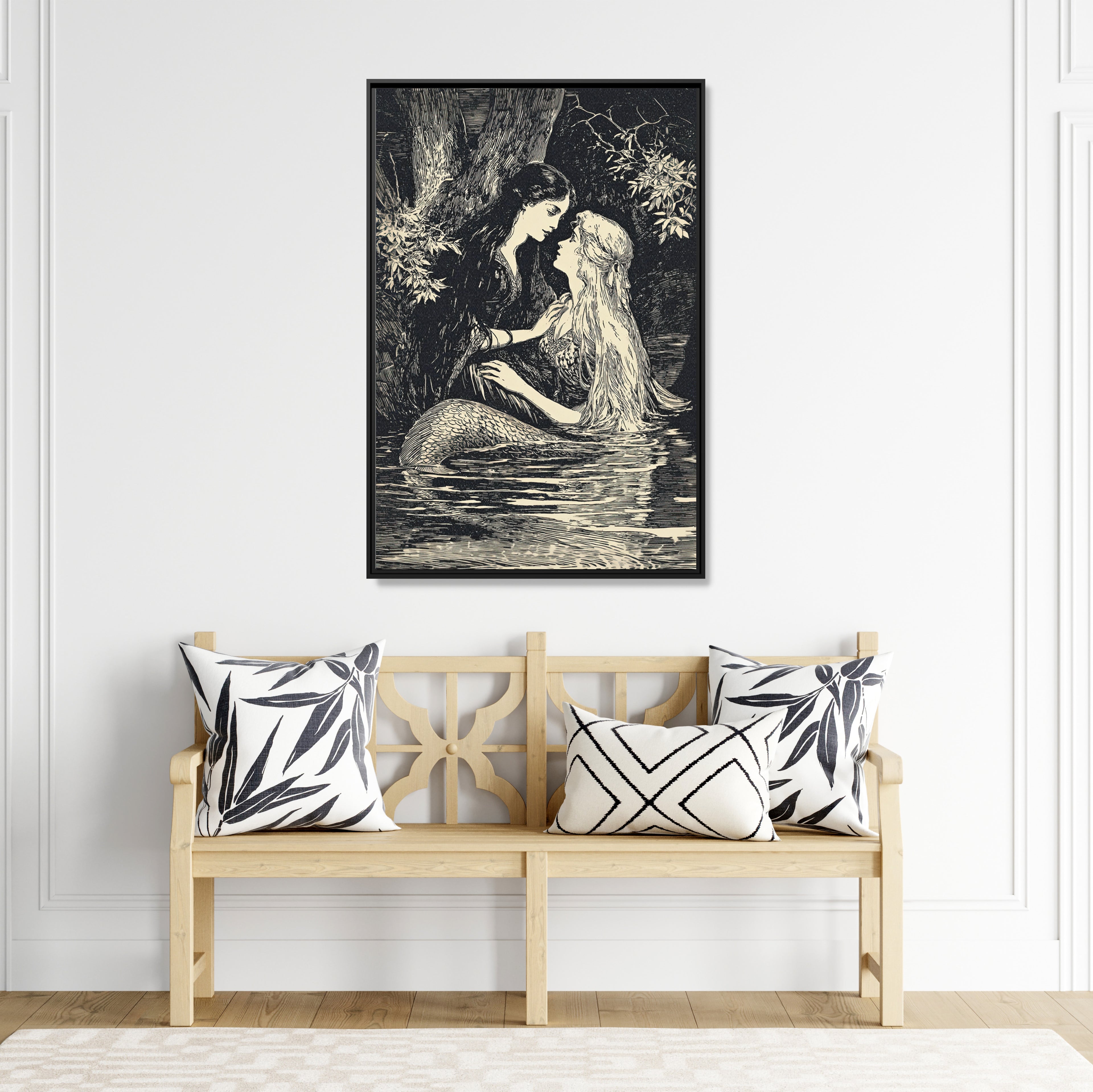 Framed Canvas - Mermaid Fairy Midnight Kiss
